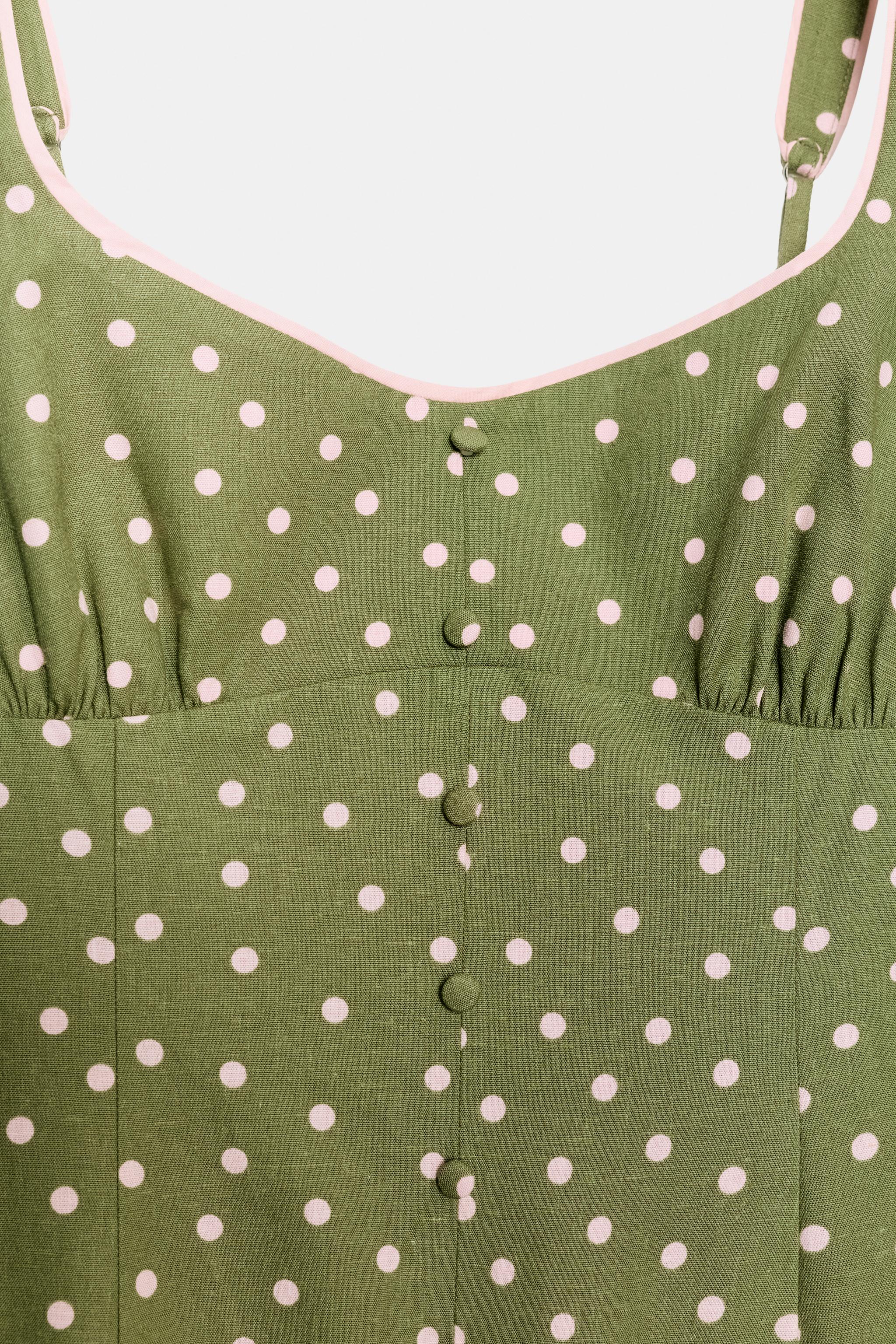 POLKA DOT LINEN MIDI DRESS